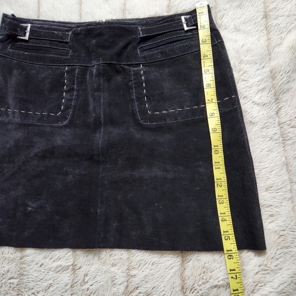 Mini skirt Suede Bohemian Western Black color Size 4 AQUA - Picture 15 of 16